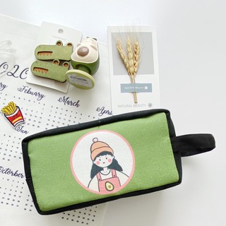 [Hình chụp thật] Bóp Viết Vải Canvas Cô Gái Bơ