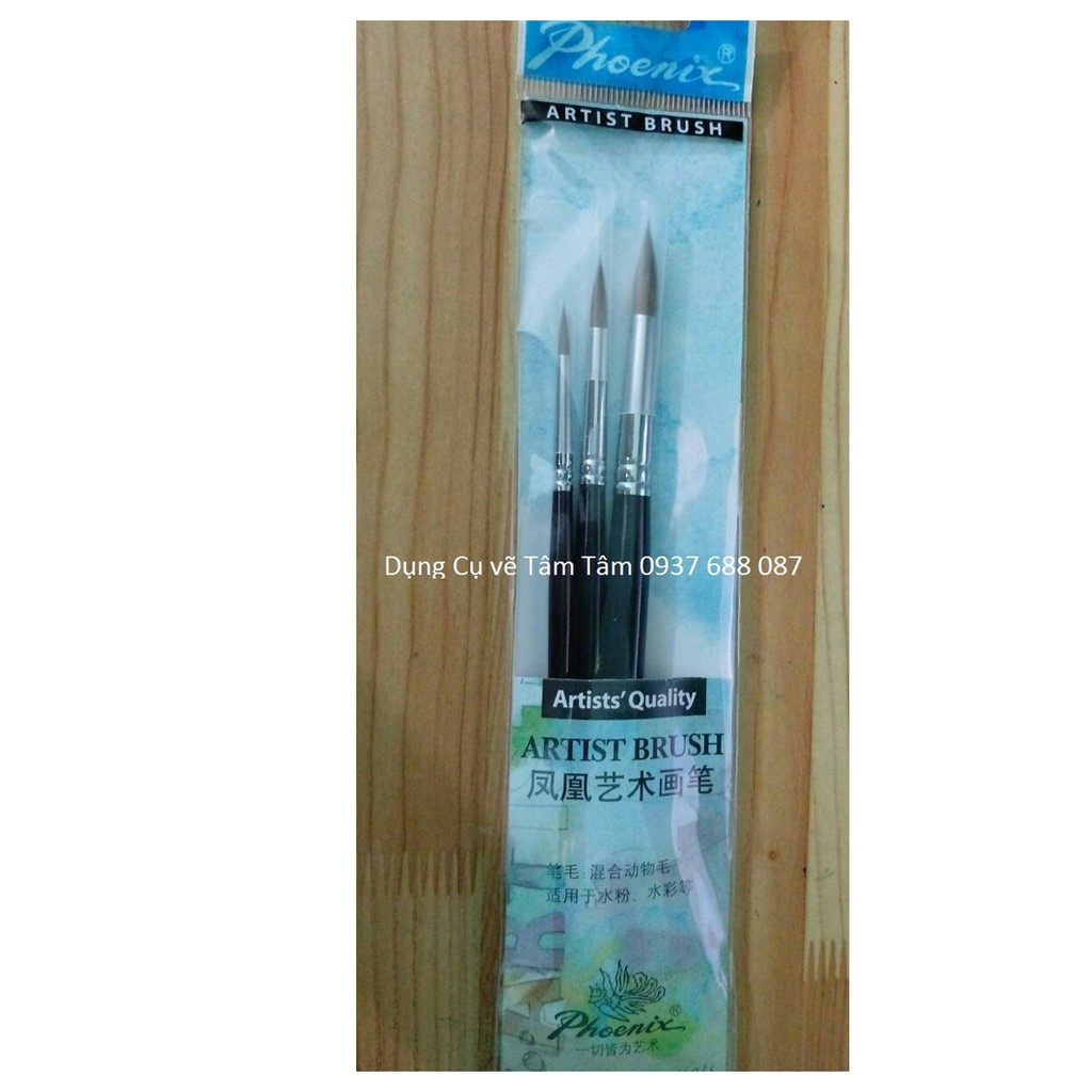 [ TÂM TÂM ]-Cọ phoenix 3 cây nhọn size 4-8-12, cọ lông sóc-