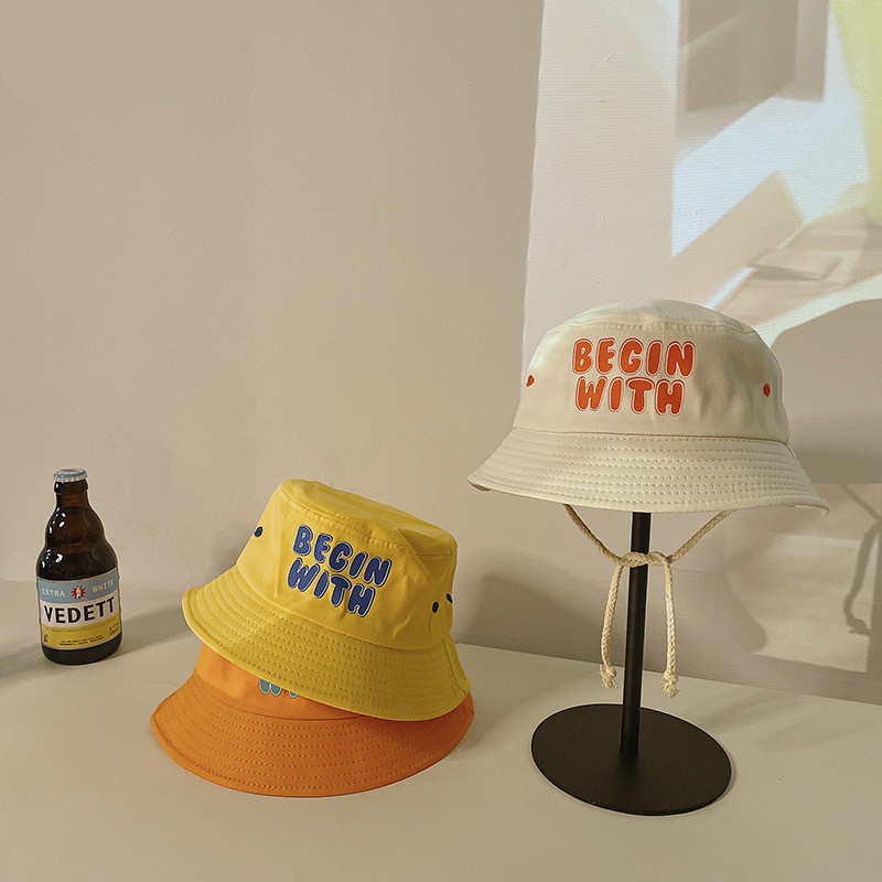 Mũ Tai Bèo Vành Rộng Chống Gió In Chữ Phong Cách Hàn Quốc Cho Bé