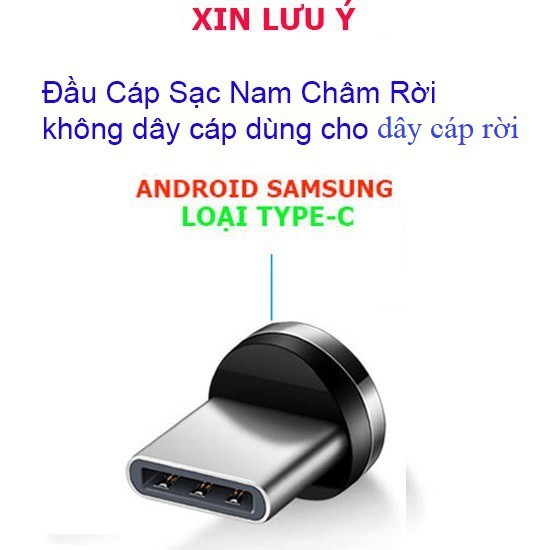 1 đầu sạc nam châm - iphone, micro USB, Type C