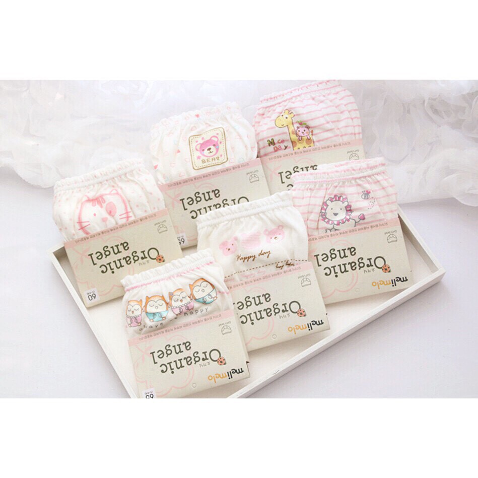 Quần chip bé gái Organic Angel 100% cotton xuất Hàn