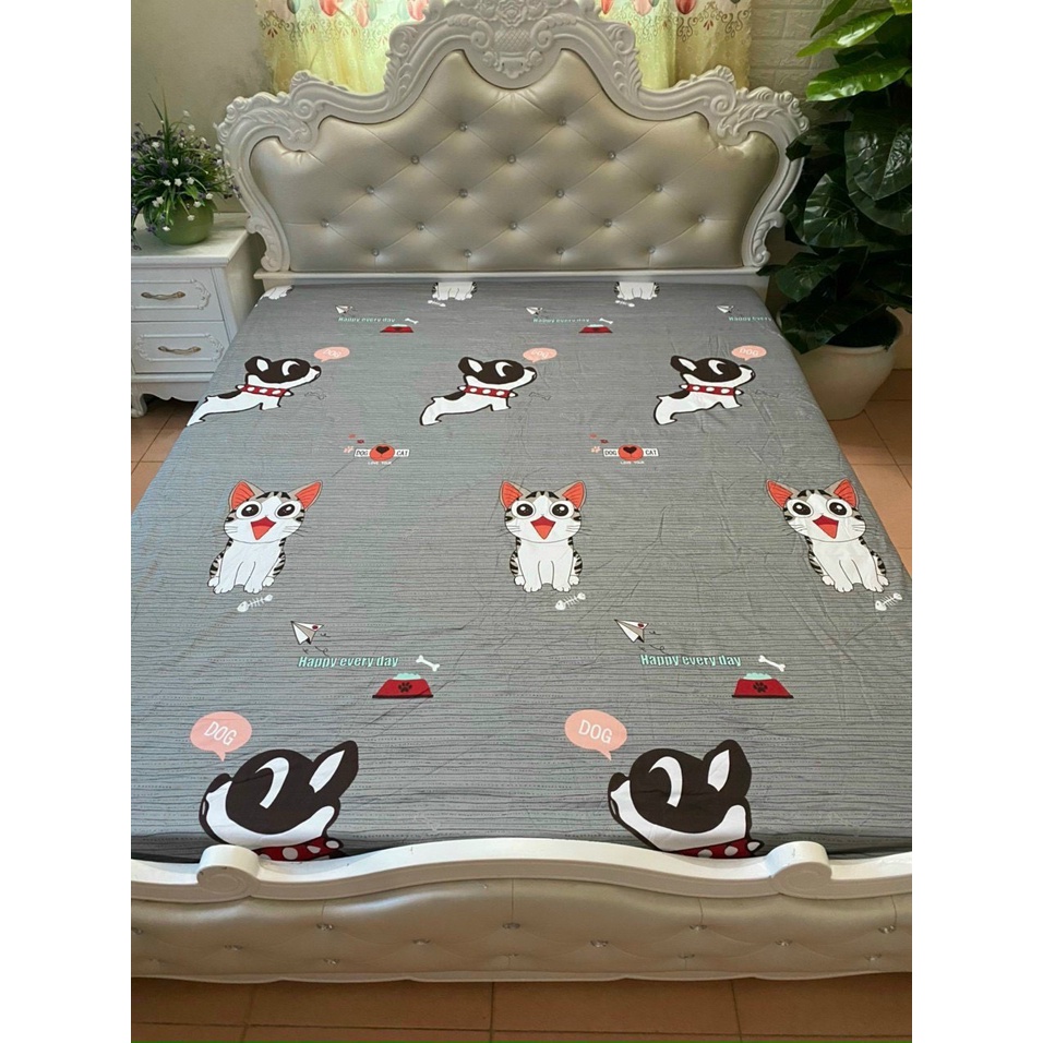 (Siêu đẹp) Ga (Drap) chống thấm cotton TPU cao cấp mẫu Hello kitty cho gia đình có trẻ nhỏ, người già (an toàn cho bé)