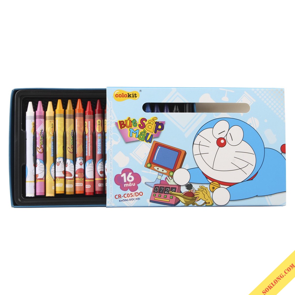 Bút màu sáp bộ 16 màu Thiên Long Colokit Doraemon CR-C05/DO sáp tô mỹ thuật an toàn