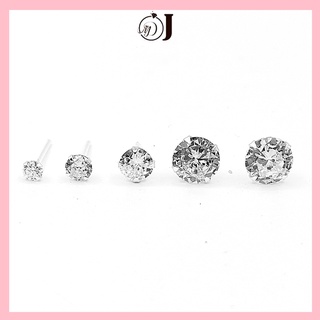 Khuyên tai bạc 925 MĐJ nụ đá trắng cho cả nam và nữ 082