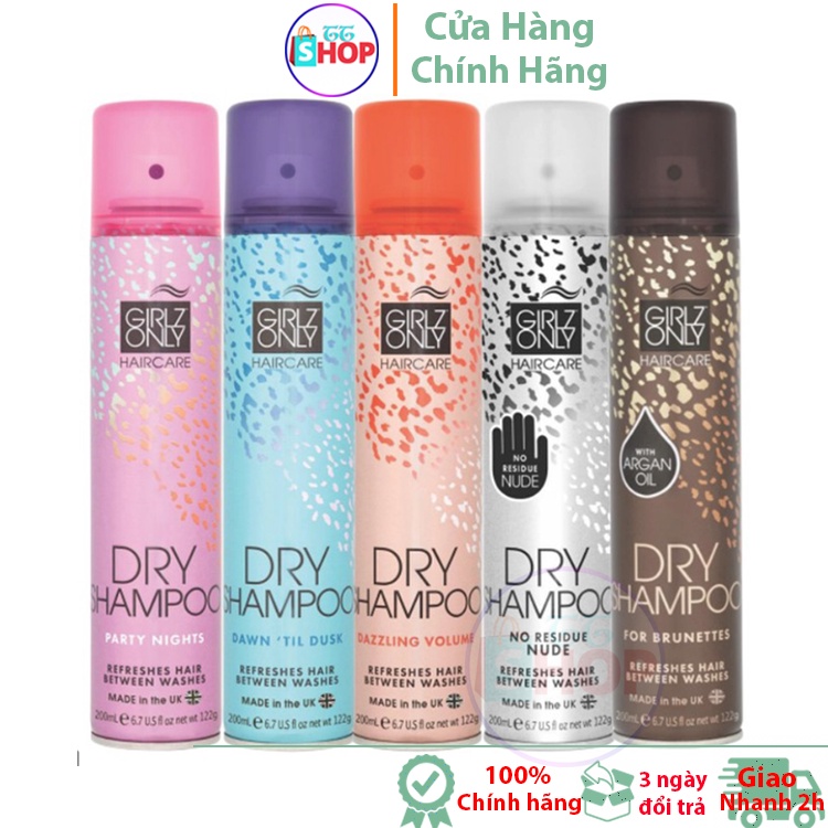 Dầu Gội Khô 5 loại Girlz Only dry shampoo 200ml