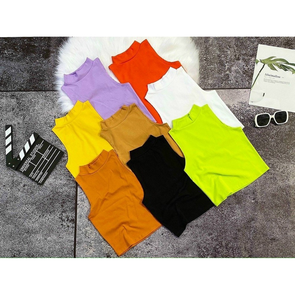 ÁO THUN XỊN BA LỖ CỔ LỌ croptop 8 màu cực chất dể dàng phối đồ KVMY232210