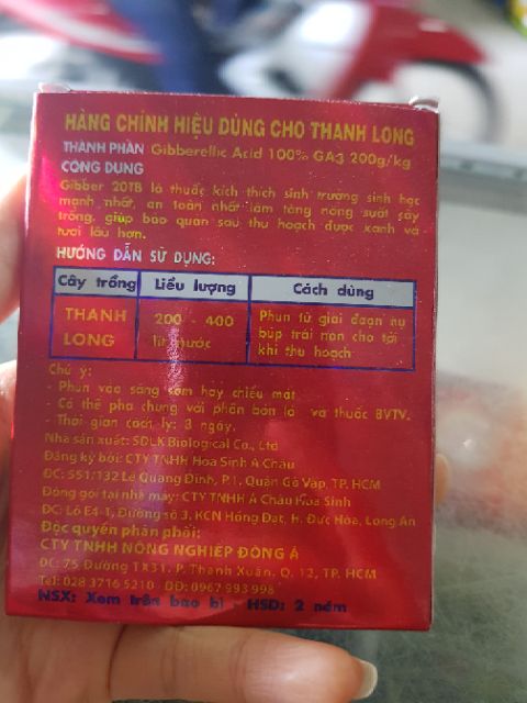 GA3 20TB VIÊN 10gr chuyên dùng cho thanh long