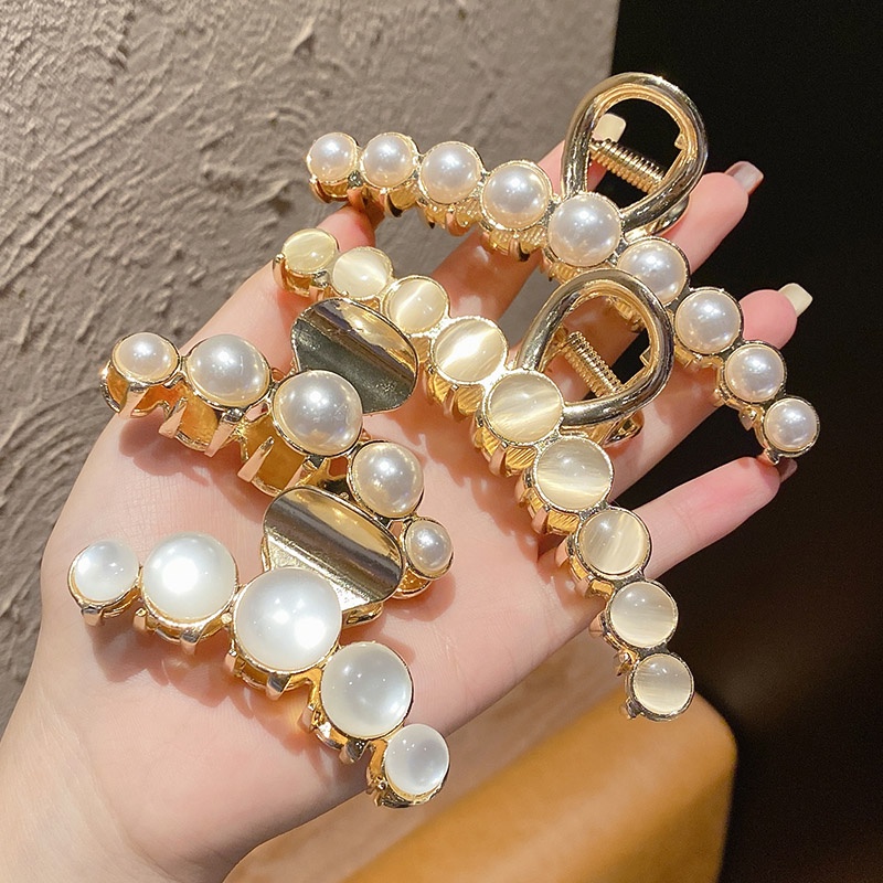 Kẹp tóc kim loại đính ngọc trai giả sang trọng thời trang