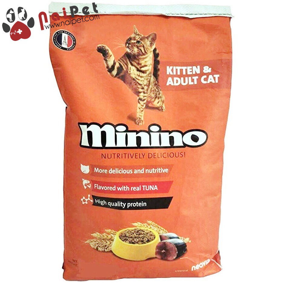 Thức Ăn Hạt Khô Cho Mèo Con Và Mèo Lớn Vị Cá Ngừ Minino Gói 480g