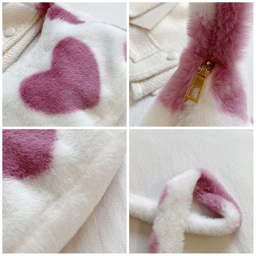 Túi Tote Đeo Vai Họa Tiết Trái Tim Bằng Lông Nhung Xinh Xắn Cho Nữ