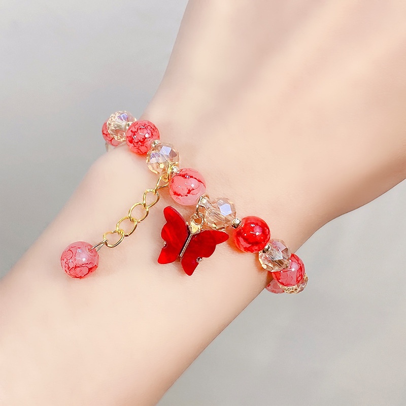 Vòng Tay Hạt Pha Lê Tráng Men Họa Tiết Hoạt Hình Công Chúa Dễ Thương Dành Cho Học Sinh