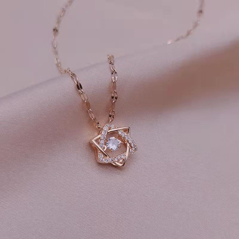 Dây Chuyền Mặt Hình Lục Giác Đính Đá Zircon Thông Minh Dễ Phối Đồ Thời Trang