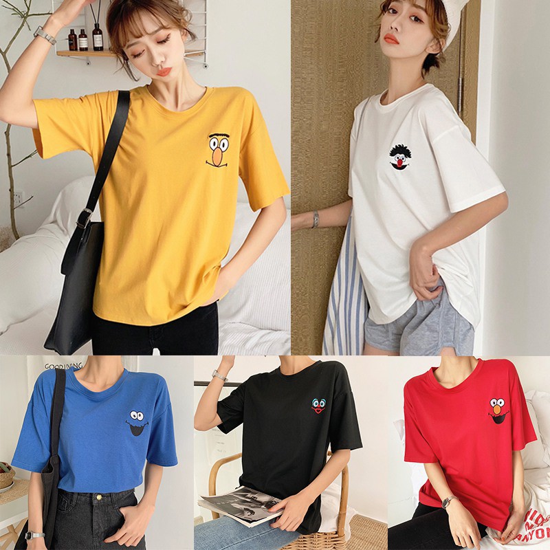 Áo thun nữ cổ tròn ngắn tay họa tiết hoạt hình