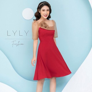 Đầm váy công sở dáng xoè,chất liệu co giãn, đầm dự tiệc che bụng, Lyly shop