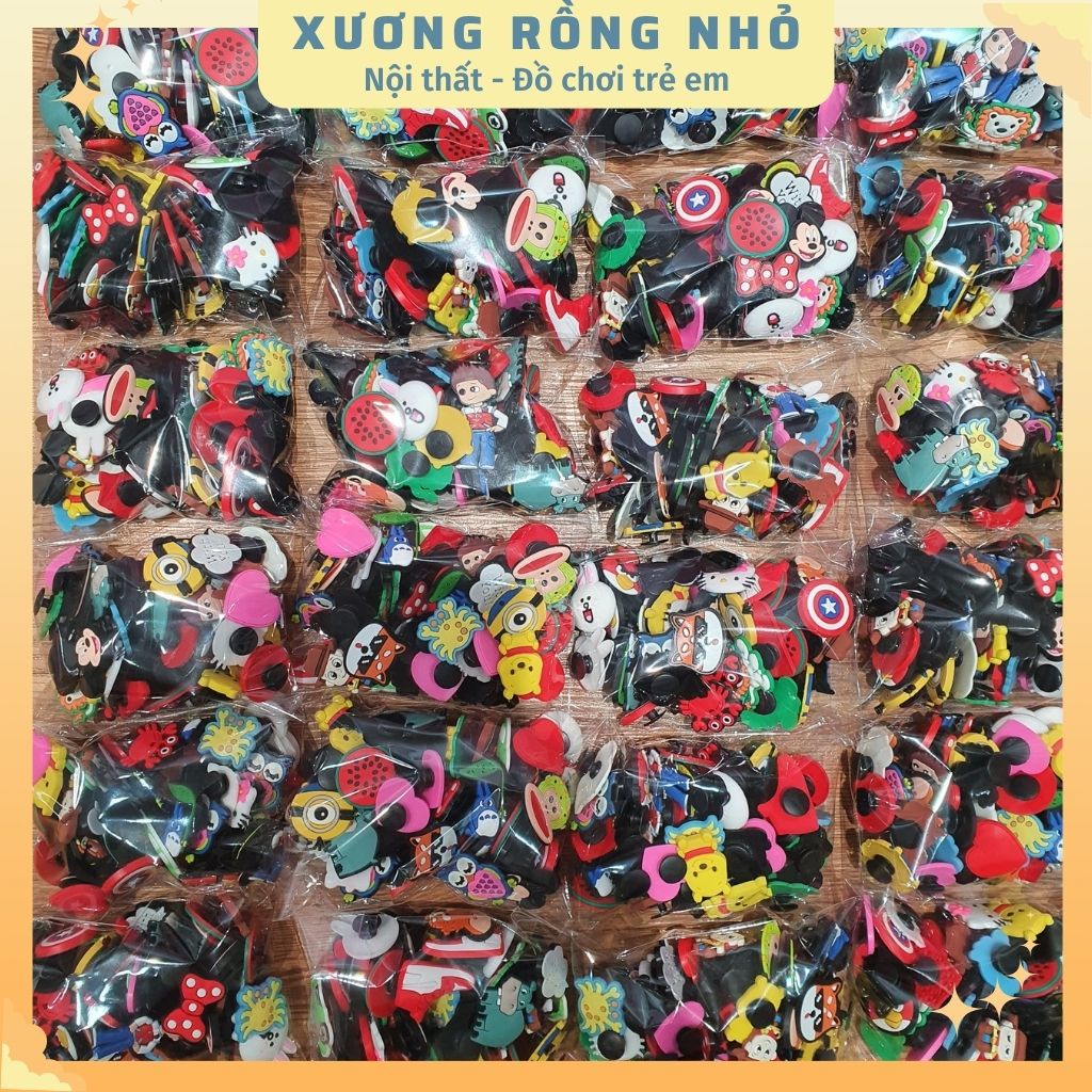 Sỉ sticker gắn dép - Sỉ 50 sticker - Phụ kiện nút giày Crocs Jibbitz đơn giản dễ thương cho dép khủng long, dép bít đầu