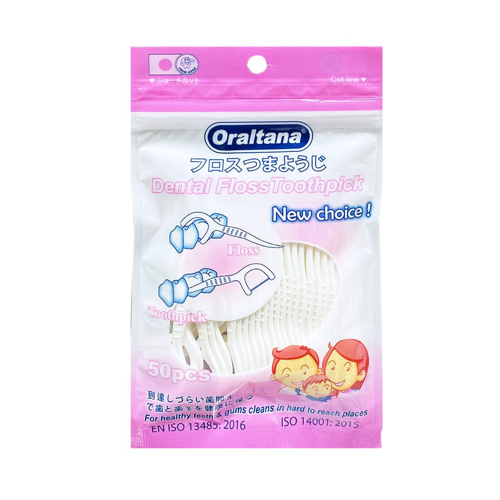 Tăm chỉ nha khoa Oraltana túi 50 cái chất liệu an toàn giúp loại trừ các mảng bám, thức ăn thừa trong khe răng - 1 Túi