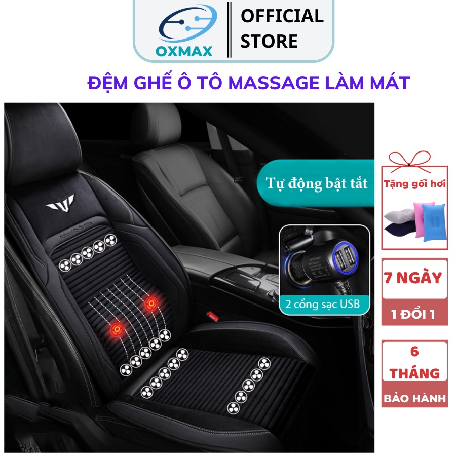 Đệm Ghế Ô Tô Massage Thông Hơi Ô Tô 12V, Nệm Ghế Làm Mát , Áo Ghế Điều Hòa 20 Quạt Siêu Mát Mùa Hè