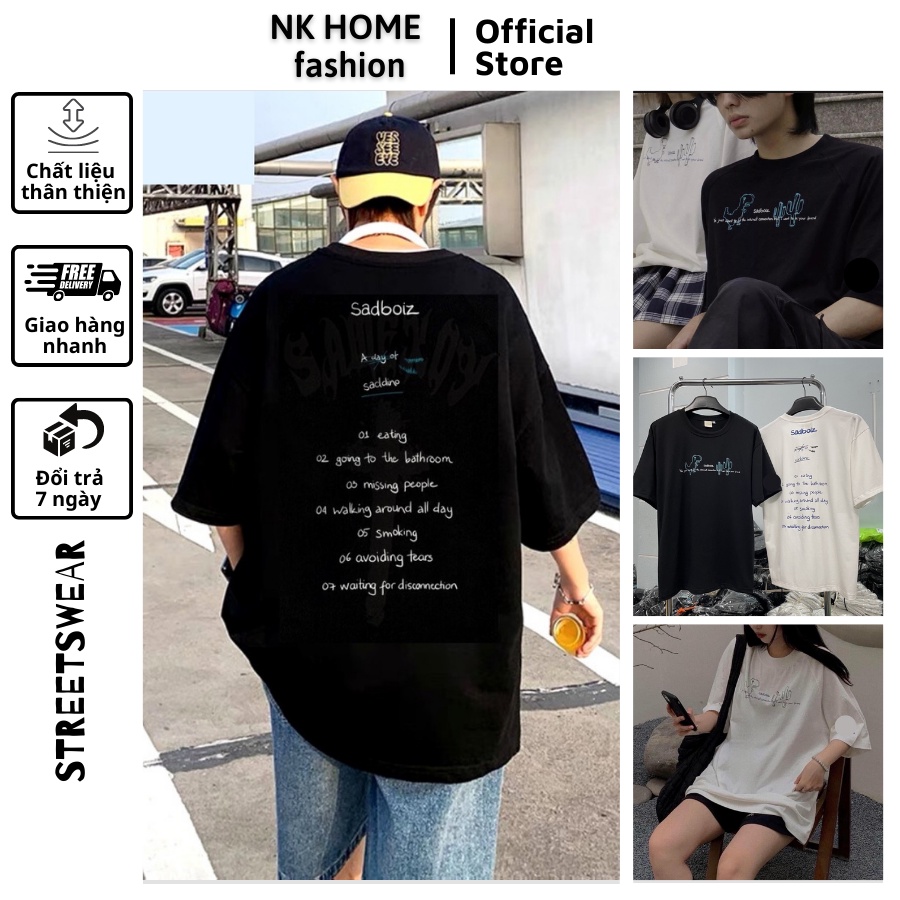Áo thun tay lỡ unisex SADDINO - Áo phông nam nữ form rộng cho cặp đôi, hội nhóm phong cách hàn quốc vải dày dặn