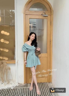 JUM CỔ V TAY BỒNG NƠ EO