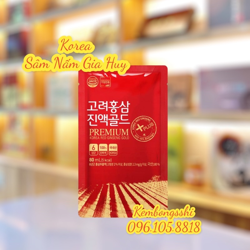Nước hồng sâm 100% Premium Korea Red Ginseng Gold 30 gói Dành Cho Người Tiểu Đường, Mỡ Máu