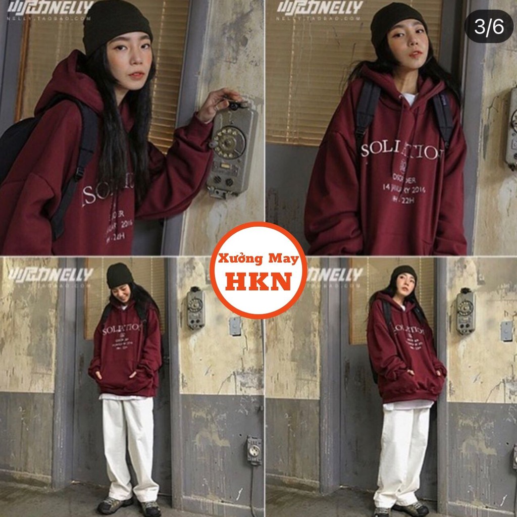 Áo Hoodie Soliation Nữ Màu Đỏ Mã 767 Xưởng May HKN