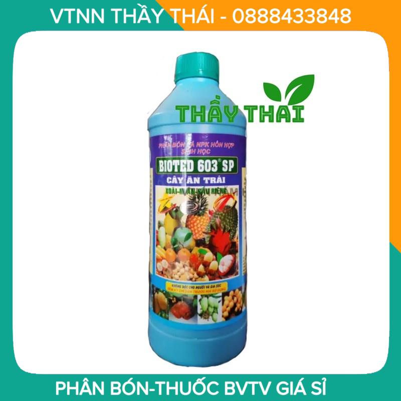 Bioted 603 cây ăn trái [Giá sỉ] Phân bón lá NPK sinh học Bioted 603 SP-RM Mận, Xoài, Sầu riêng-1 lít-Bổ sung dưỡng chất