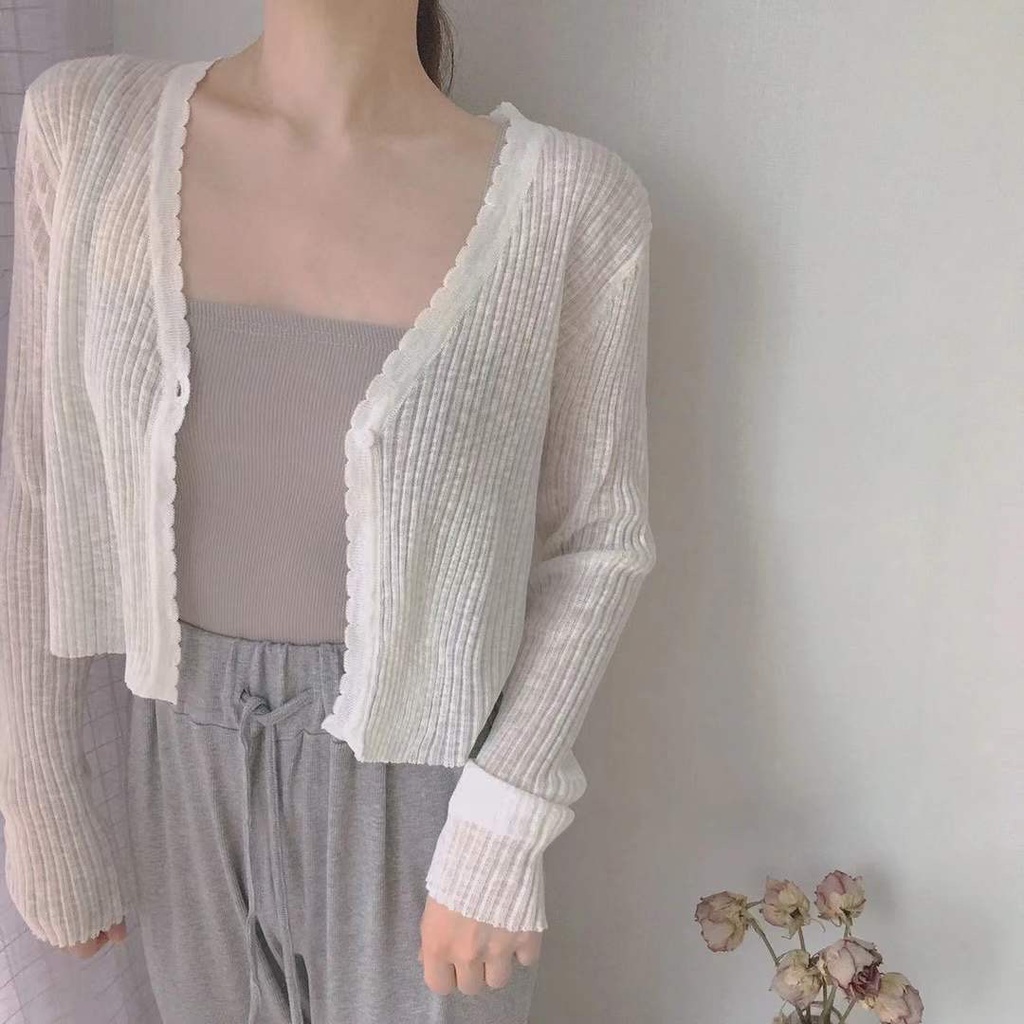 Áo khoác cardigan dệt kim mỏng phong cách cá tính thanh lịch cho nữ