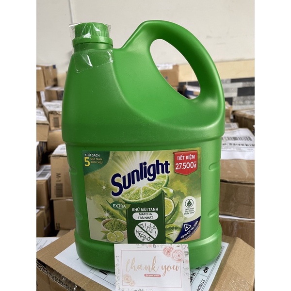 Rửa chén Can sunlight trà xanh 3,6 kg