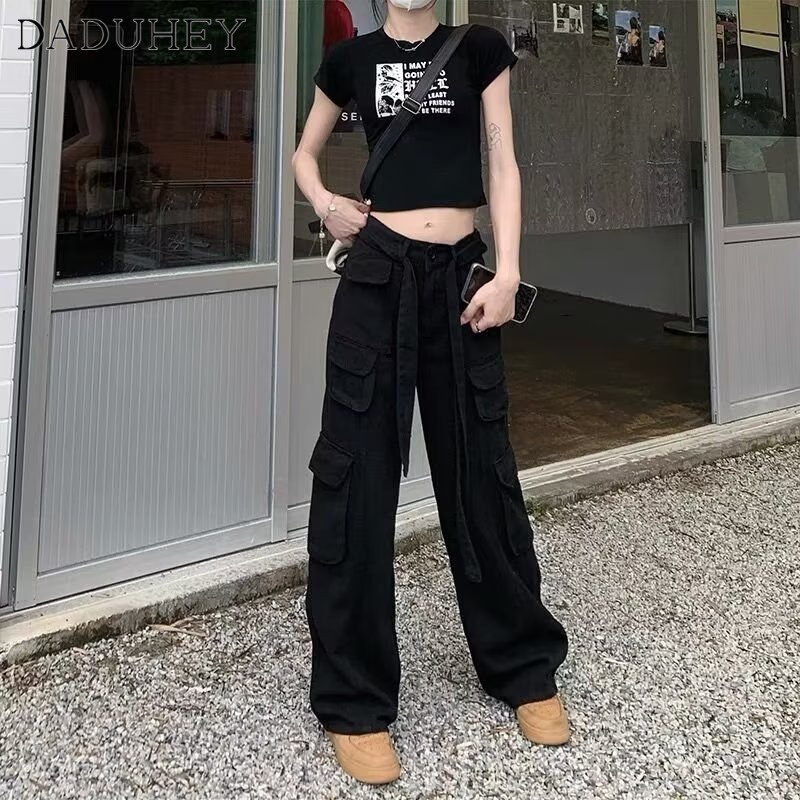 DaDuHey Men's and Women's 2022 Fashion Korean Style Trendy Fashion Joker Multi-Pocket Slacks Ins Summer Thin Brand Functional Loose Straight Cargo Pants