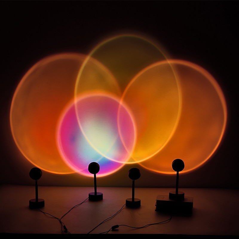 Atmosphere Led Night Light Rainbow Sunset Projector Lamp for Home Coffe shop Background Wall Decoration USB Operate Table Lamp