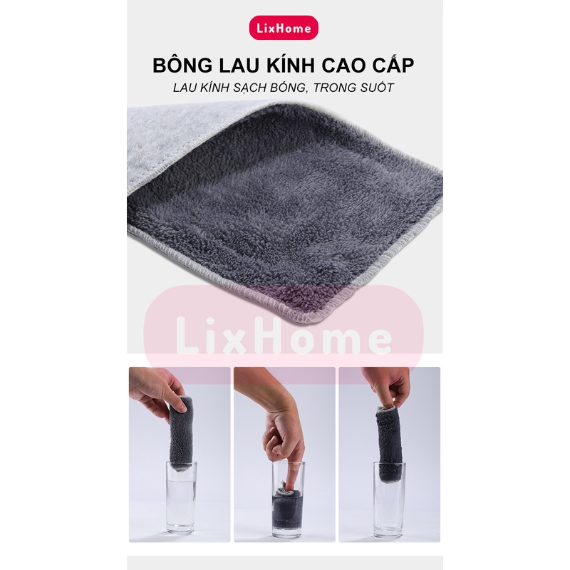 Cây lau kính thông minh cán dài 112 - 116cm hai mặt chuyên dụng, cây lau kiếng vừa lau vừa gạt hai trong một 2 bông lau