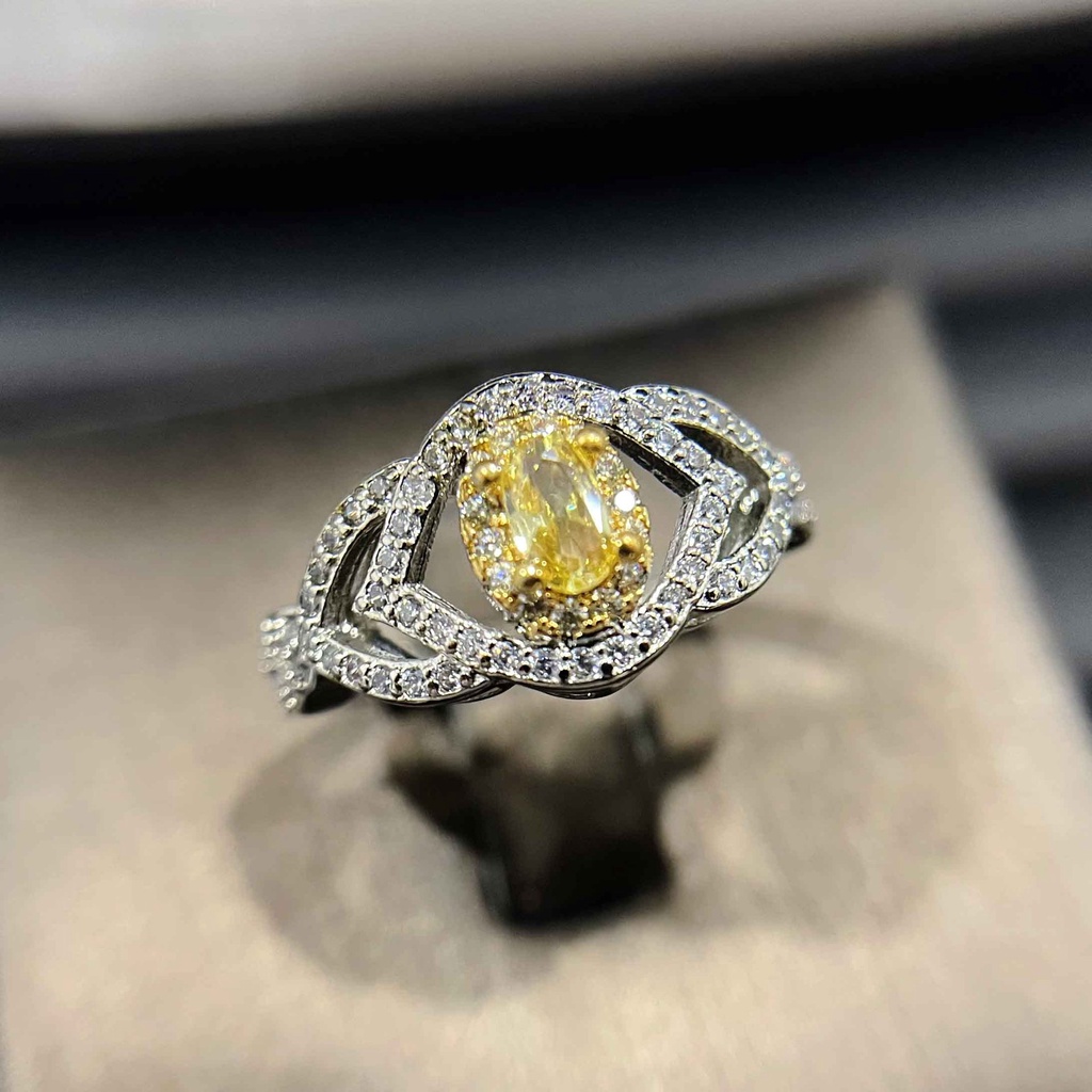 Nhẫn đính đá tourmaline hình giọt nước màu sắc đẹp mắt