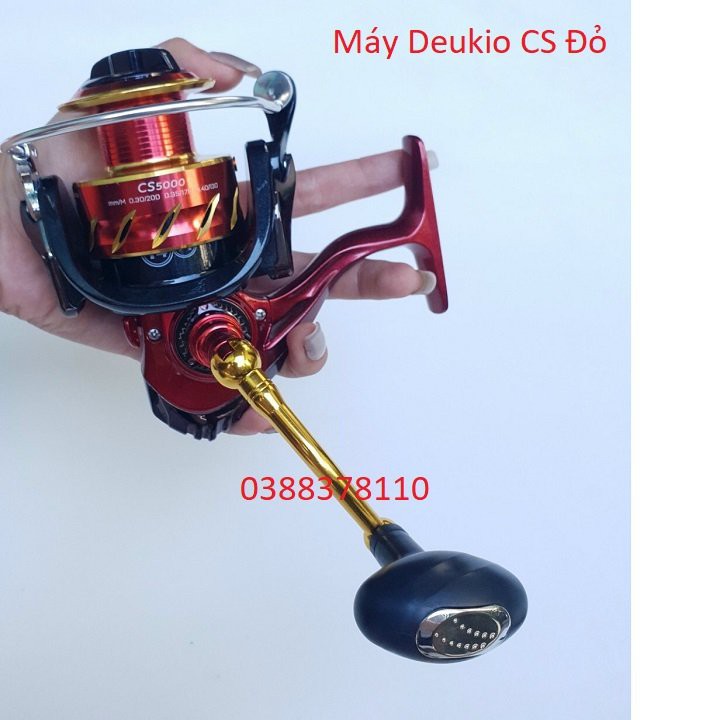 Máy Câu Cá Deukio CS Đỏ, Máy Kim Loại DEUKIO CS1000-7000 Dùng Câu Lure Câu Lăng Xê