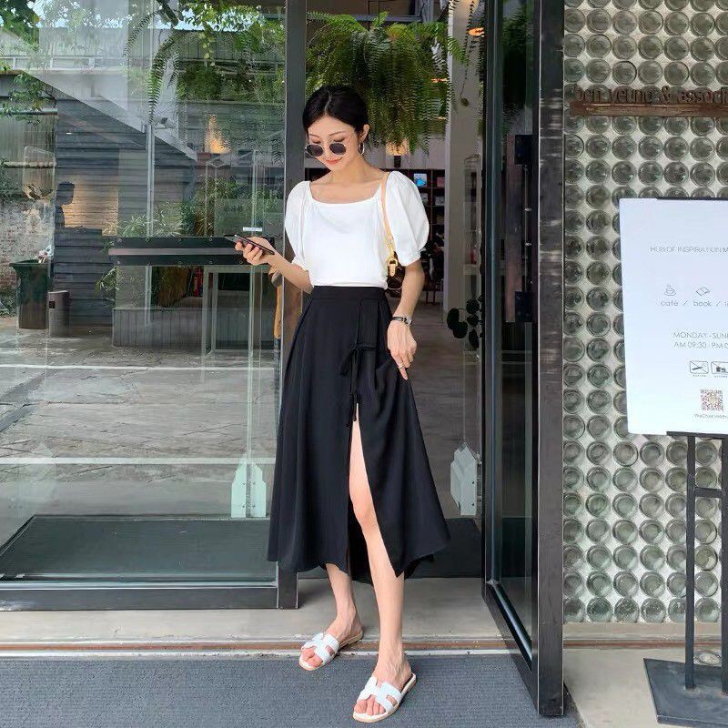 Chân váy ulzzang 💖ẢNH THẬT💖 Chân váy dáng dài xẻ tà, Chân váy xoè dáng dài | BigBuy360 - bigbuy360.vn