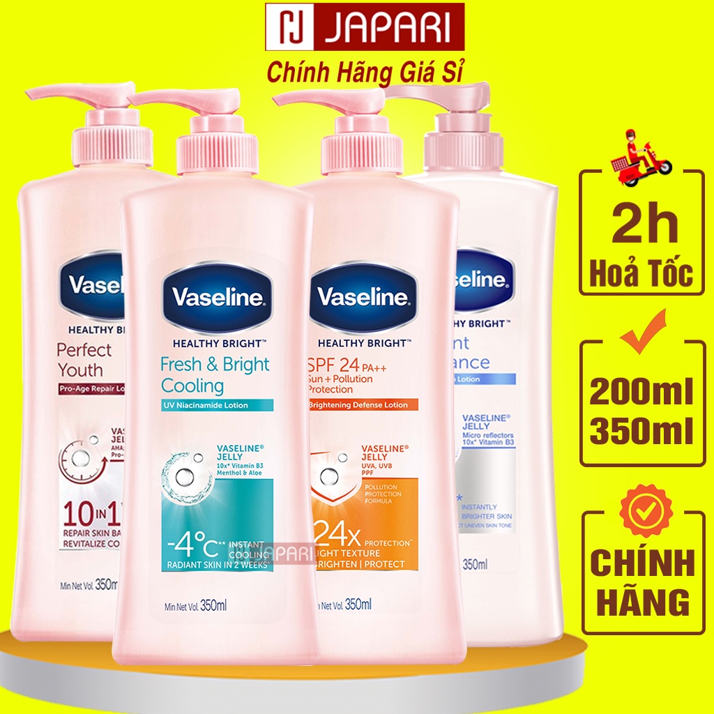 Sữa dưỡng thể Vaseline Trắng Da, Dưỡng Ẩm 725ml 350ml 200ml - Vaseline Dưỡng Thể Body Toàn Thân - Skincare JAPARI