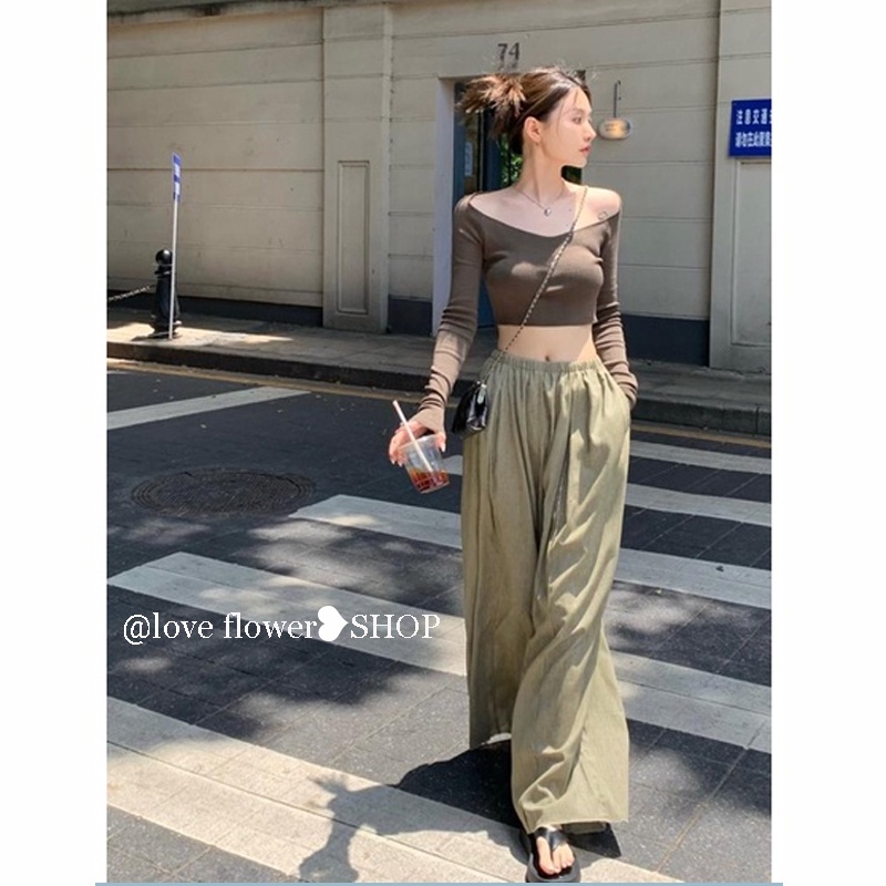 Bộ Áo Thun Tay Dài / Quần Ống Rộng / Quần Ống Rộng Chống Nắng Mỏng Và Mỏng Cho Nữ