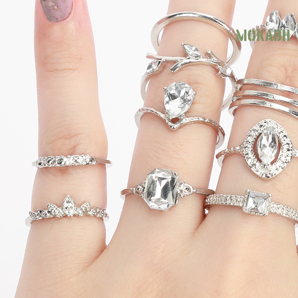 Bộ 15 Nhẫn Đính Đá Phong Cách Bohemian Thời Trang Cho Nữ