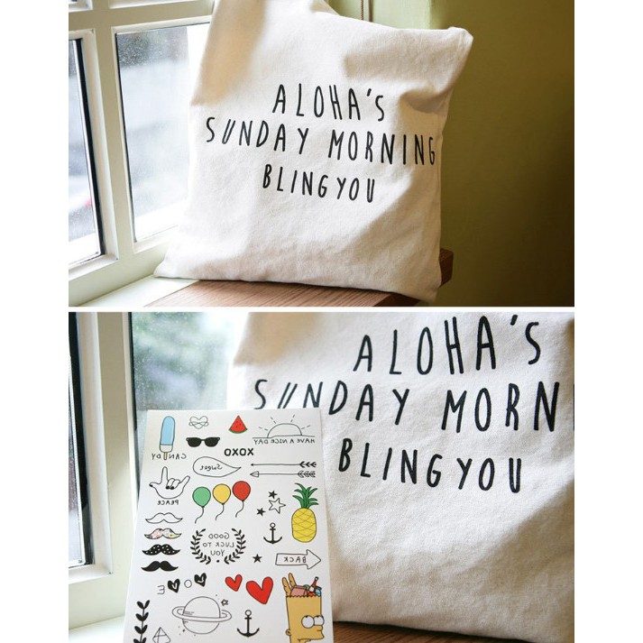 Túi vải tote in họa tiết chữ | BigBuy360 - bigbuy360.vn