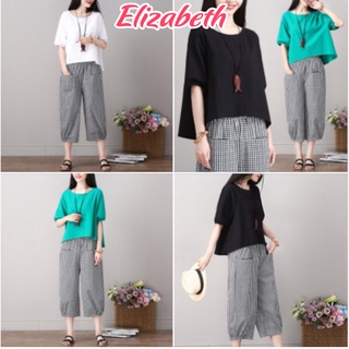 Đồ bộ nữ kiểu dáng trẻ trung, phá cách, chất liệu đũi mềm mát co giãn, bộ đồ kiểu nữ Elizabeth