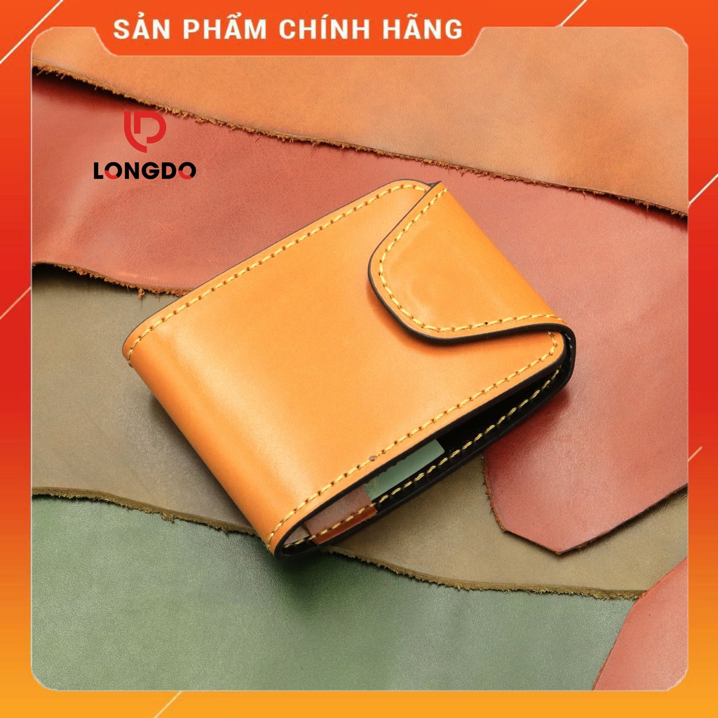 Ví Sen 5 Cao Cấp - Cam Kết 100% Da Bò Thật - Bóp Nam Mini Màu Vàng Bò Hàng Chính Hãng Thương Hiệu Longdo Leather