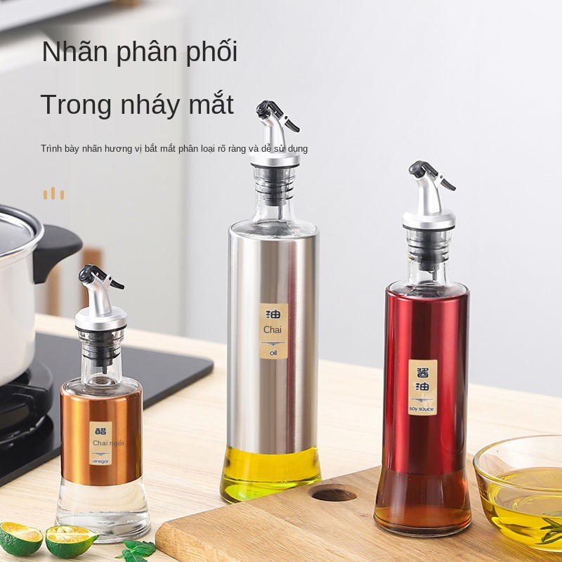 Dầu thép không gỉ đóng chai hương liệu thủy tinh nhà bếp chống rò rỉ gia dụng giấm, nồi nước tương, vị, thùng nhỏ