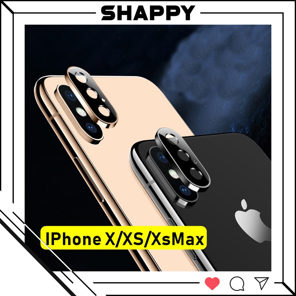 Viền Chụp Camera IPhone Kính Đen Nguyên Khối X/XS/XsMax [Shappy Shop]