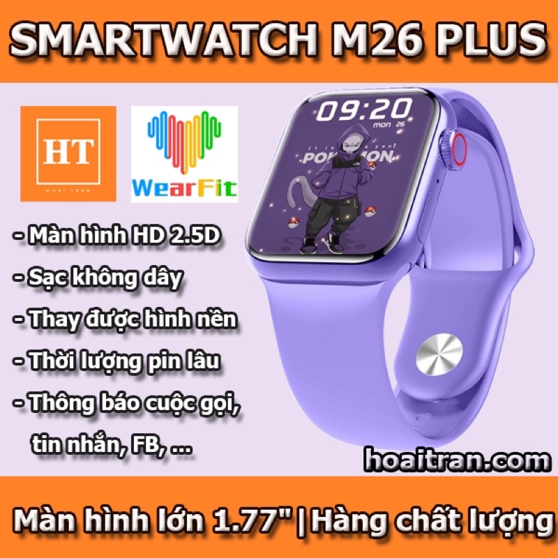 [SMART WATCH 6] Đồng hồ thông minh M26 Plus 44mm sạc không dây, đổi được ảnh đại diện, thông báo cuộc gọi, tin nhắn, FB