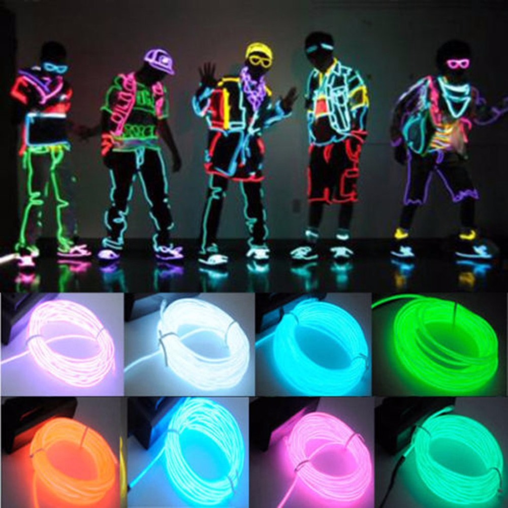 Dây Đèn LED Neon EL 3V Nhiều Màu Sắc Kèm Điều Khiển Cho Trang Trí Xe Hơi
