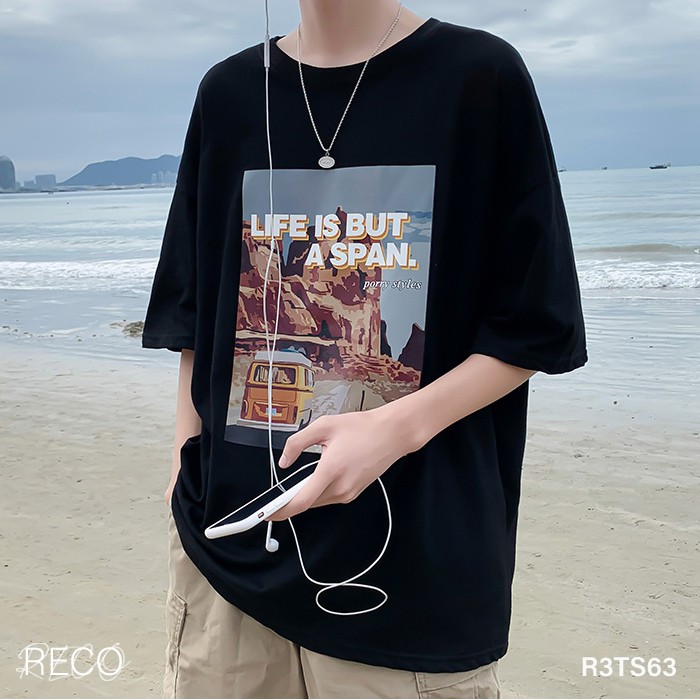 Áo thun, phông nam nữ Hàn Quốc cao cấp dáng rộng tay lỡ T-Shirt Loose R3TS63 Unisex