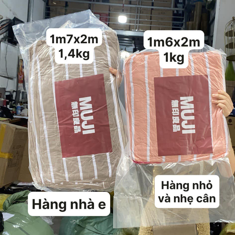 Chăn hè thu cotton đũi kẻ Muji hàng xuất nhật