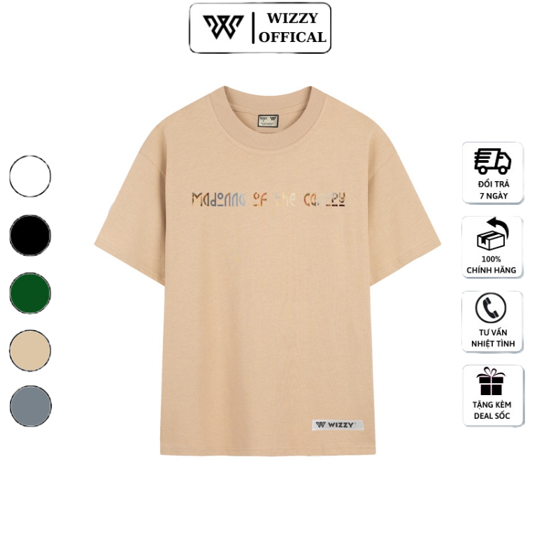 Áo phông nam cộc tay unisex, Áo thun nam cổ tròn cotton fom dáng rộng in Madonna WZC06 Wizzy Official Mã 03