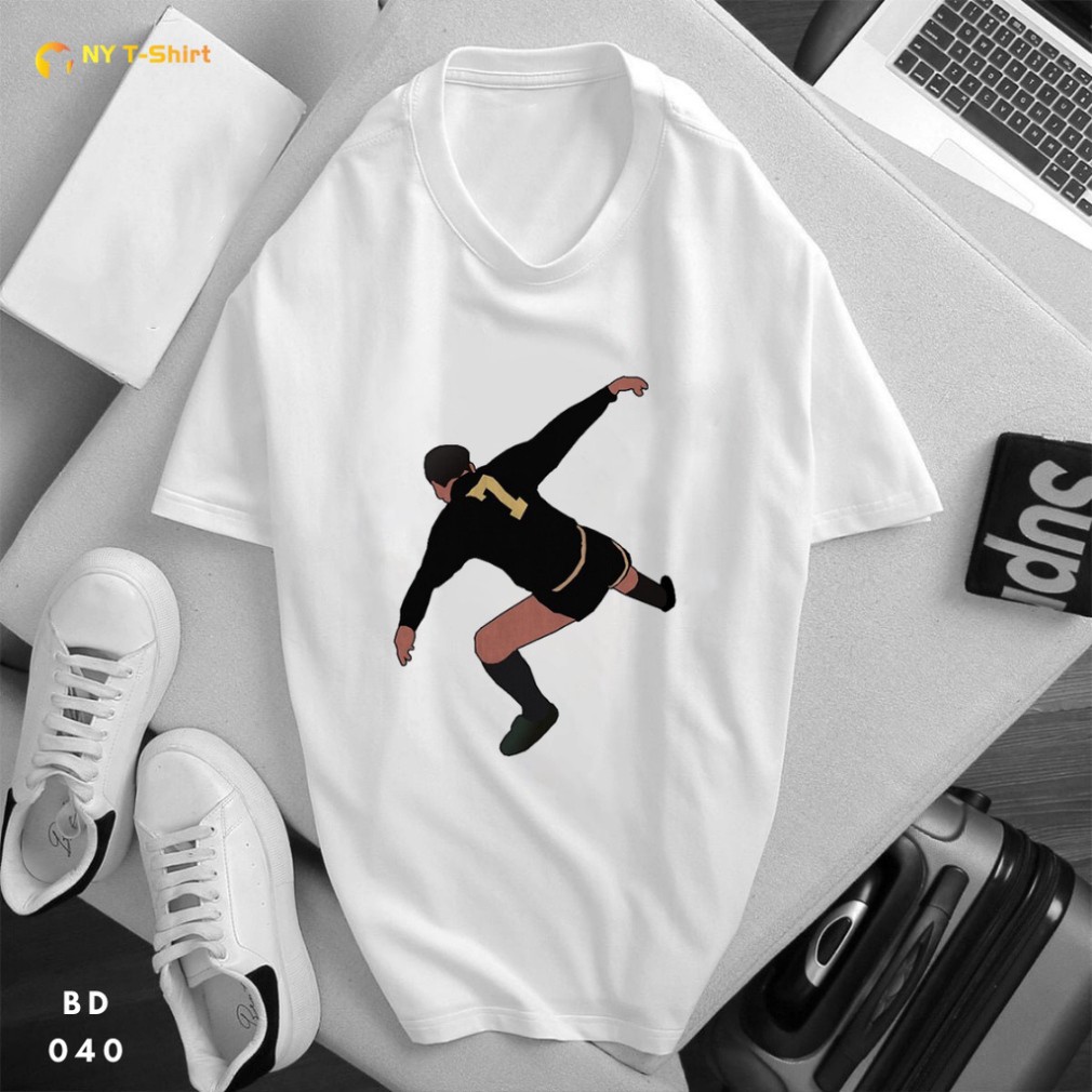 Áo Thun Hình Eric Cantona Mã BD038 - 042 - Áo Trắng Unisex In Hình Cầu Thủ Bóng Đá Cotton 100%