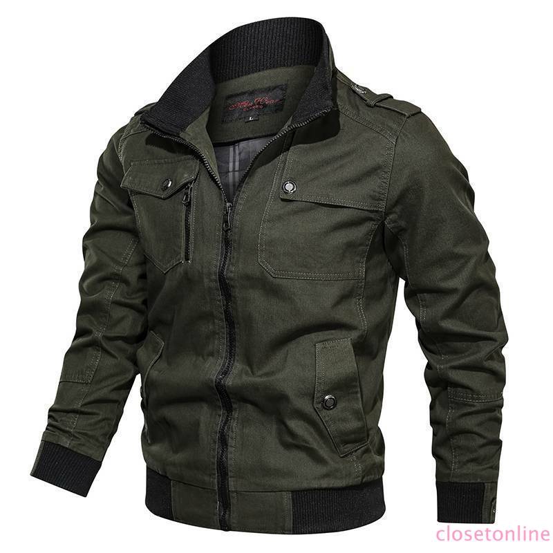 CL❀❀ Men Tactical Military Army Jacket Zip Winter Cargo Standing Collar | BigBuy360 - bigbuy360.vn