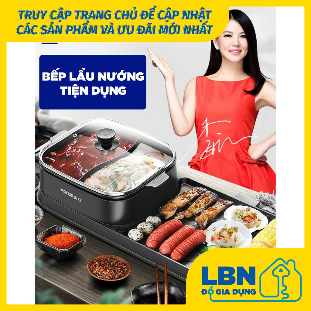 [CÓ SẴN] Bếp lẩu nướng 2 trong 1 size to chống dính không khói cho gia đình bạn bè tiệc 2 in 1